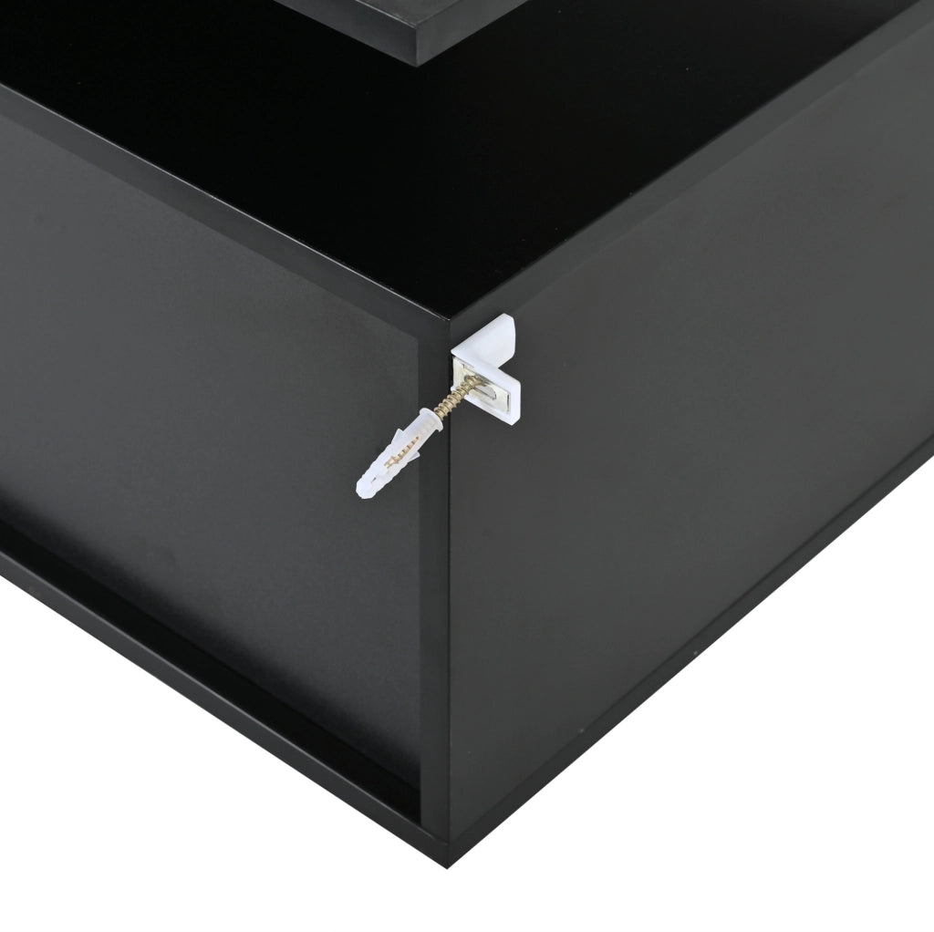 Mobile porta TV 160 x 40 x 45 cm con LED via app; 2 vani chiusi; MDF; nero