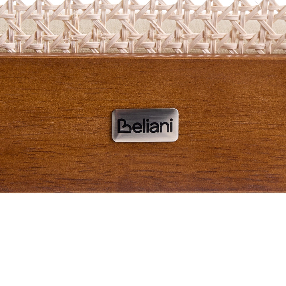Set di 2 Sedie da pranzo in rattan a treccia viennese Schienale in poliestere Seduta in gomma Telaio in legno senza braccioli Marrone chiaro e beige chiaro