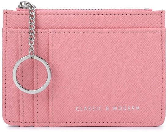 Supporto di Carta Minimale - Supporto Carte in Pelle Sottile - 8 Fessure per Carte - Pelle Resinata - Porta Chiavi - Dimensioni 12 x 1 x 8,5 cm - Supporto Carte di Credito
