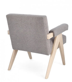 Poltrona Soggiorno 57,5x80x83 cm Faiza in Tessuto Tortora