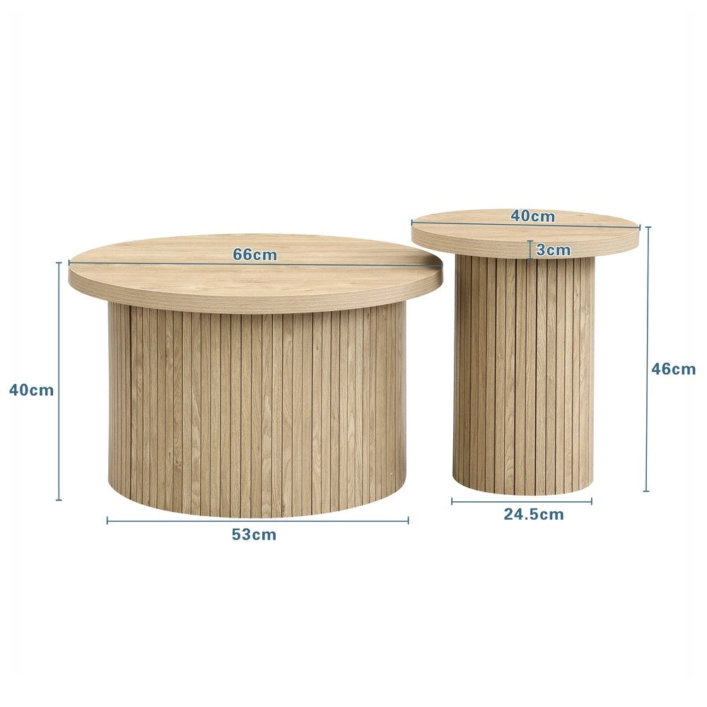 Tavolino da Salotto Rotondo ¨C Xylo ¨C Legno Naturale, Multifunzionale
