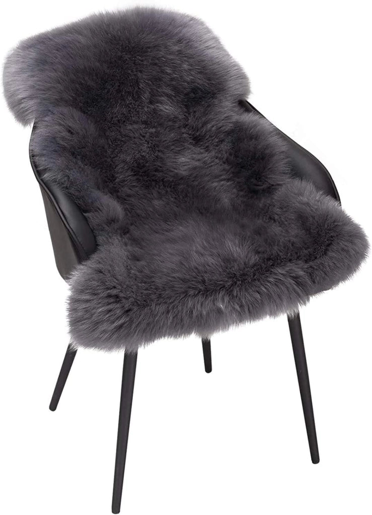 Tappeto ecologico in pelliccia di agnello, vera pelliccia naturale morbida e fluttuante, adatto per soggiorno, camera da letto, stanza dei bambini, grigio, (100-110) x65 cm