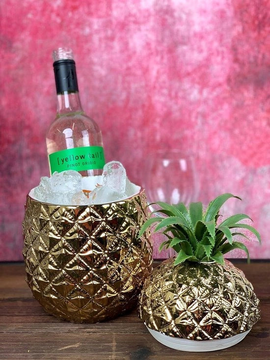 Ananasijsemmer con coperchio - Accessorio da bar retro - Decorazione da festa premium - Ideale regalo - 21,5 x 21,5 x 27 cm Ljsemmer