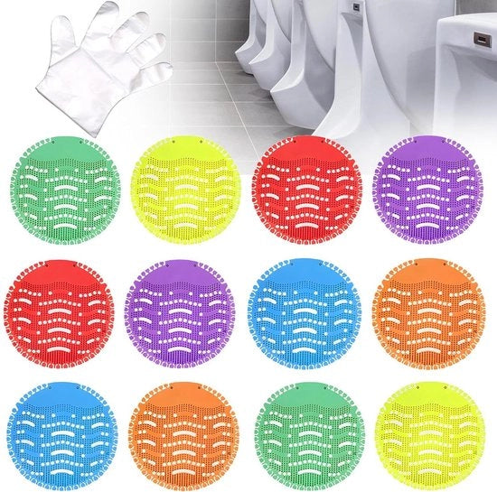Urinoir con 12 parti, 6 colori, profumo per 30 giorni, effetto freschezza, pietre per urinare, pissoir premium universale, sat 40, guanti da spazzatura, protezione da sporcizia.