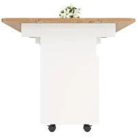 Isola cucina moderna con spazio di conservazione e armadietti con ante in vetro, 120×30×79,5 cm, Bianco e Legno