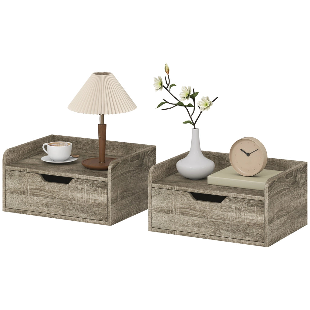 Set 2 comodini da parete con cassetto ¨C Xylo ¨C Grigio 40x30x19,5 cm