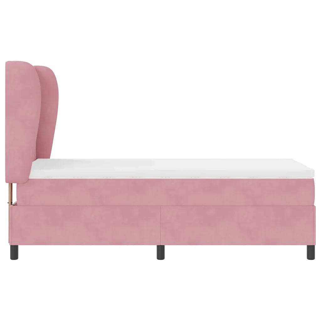 Letto a molle con materasso Rosa 200 x 100 cm Velluto 3340975
