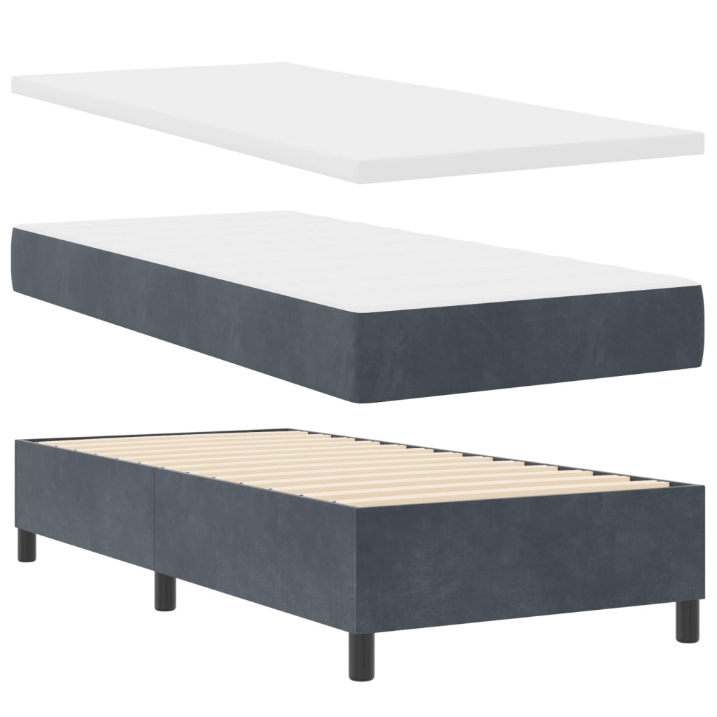 Letto con Materasso Dark Grey 80x200 cm Velluto