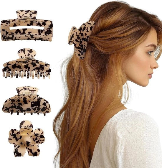 Set di 4 spille per capelli trendy per donne e ragazze, design di presa forte, adatto per capelli fini e spessi