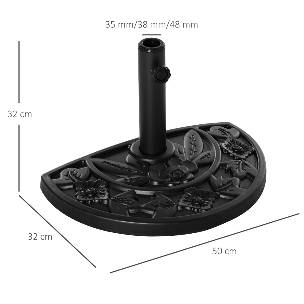 Base per Ombrellone Semicircolare ¨C zephmum ¨C 50x32x32 cm Nero Riempiemento Cemento