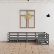 Set Divani da Giardino 5 pz Grigio in Legno Massello di Pino 3075556