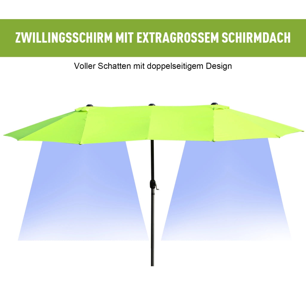 Ombrellone da sole 455x265 cm con manovella ¨C zephmum ¨C Verde