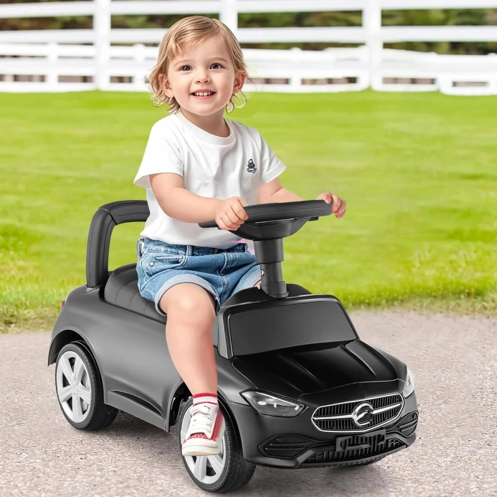 Macchina Cavalcabile per Bambini, Guida Realistica con Volante, Clacson, Suono del Motore, Spazio di Archiviazione Nascosto, Capacità 25 KG, per Bambine e Bambini 1-3 Anni (Nero)