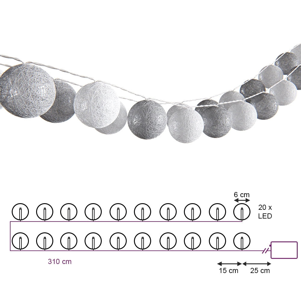 Vicco Catena luminosa Grigio 310 cm