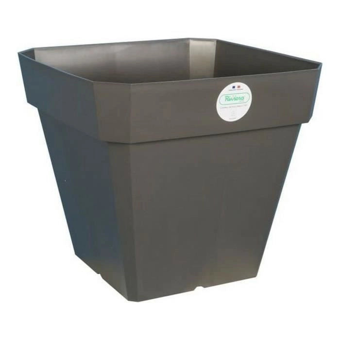 Vaso da fiori quadrato in plastica RIVIERA Solilla - 49 x 49 x H 45 cm - 65 L - grigio glitterato