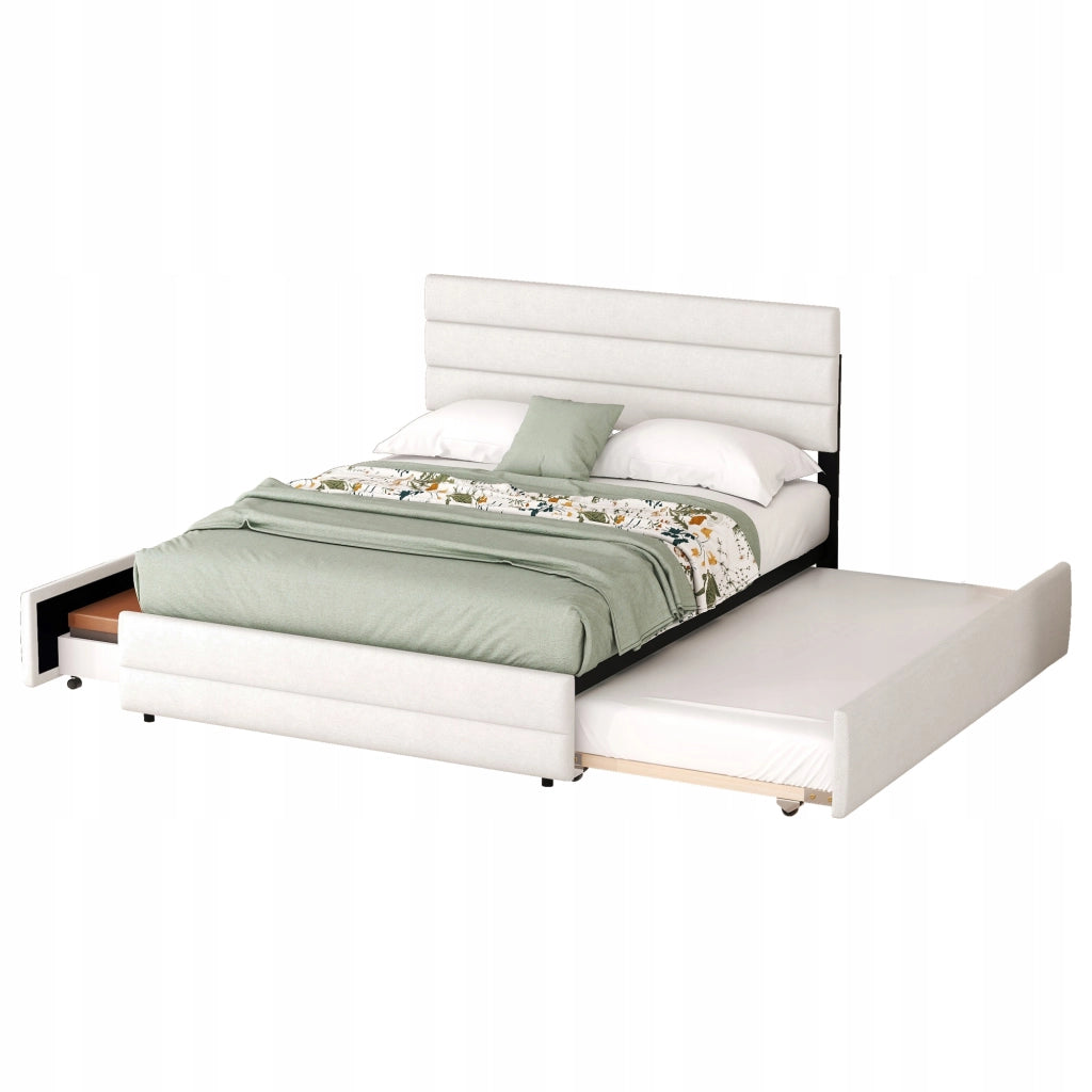 Letto 140x200 - Xylo - Beige con 2 cassetti senza materasso