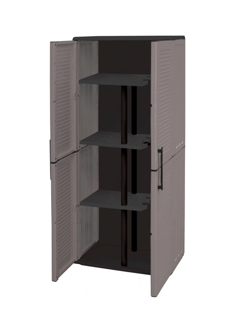 Mobile da Giardino Arabel, Armadio da Esterno 3 Ripiani Made in Italy, 37x68x163h cm Grigio