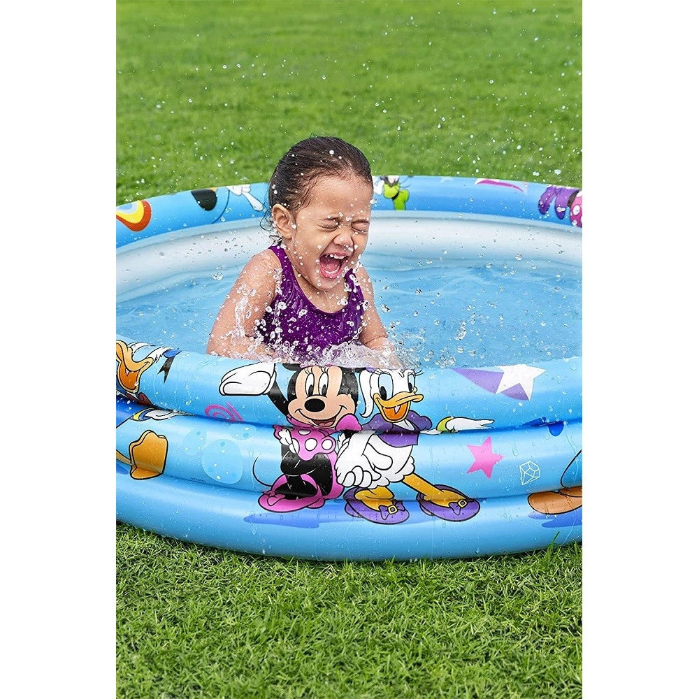 Trade Shop - Piscina Gonfiabile 3 Anelli 122 X 25 Cm Topolino Mickey Mouse Per Bambini 91007 -