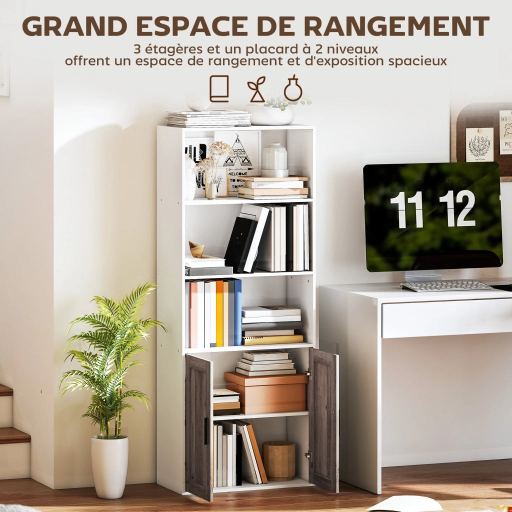 Libreria con ante e scaffali aperti ¨C Zephmum ¨C Bianco 60x30x149.5 cm