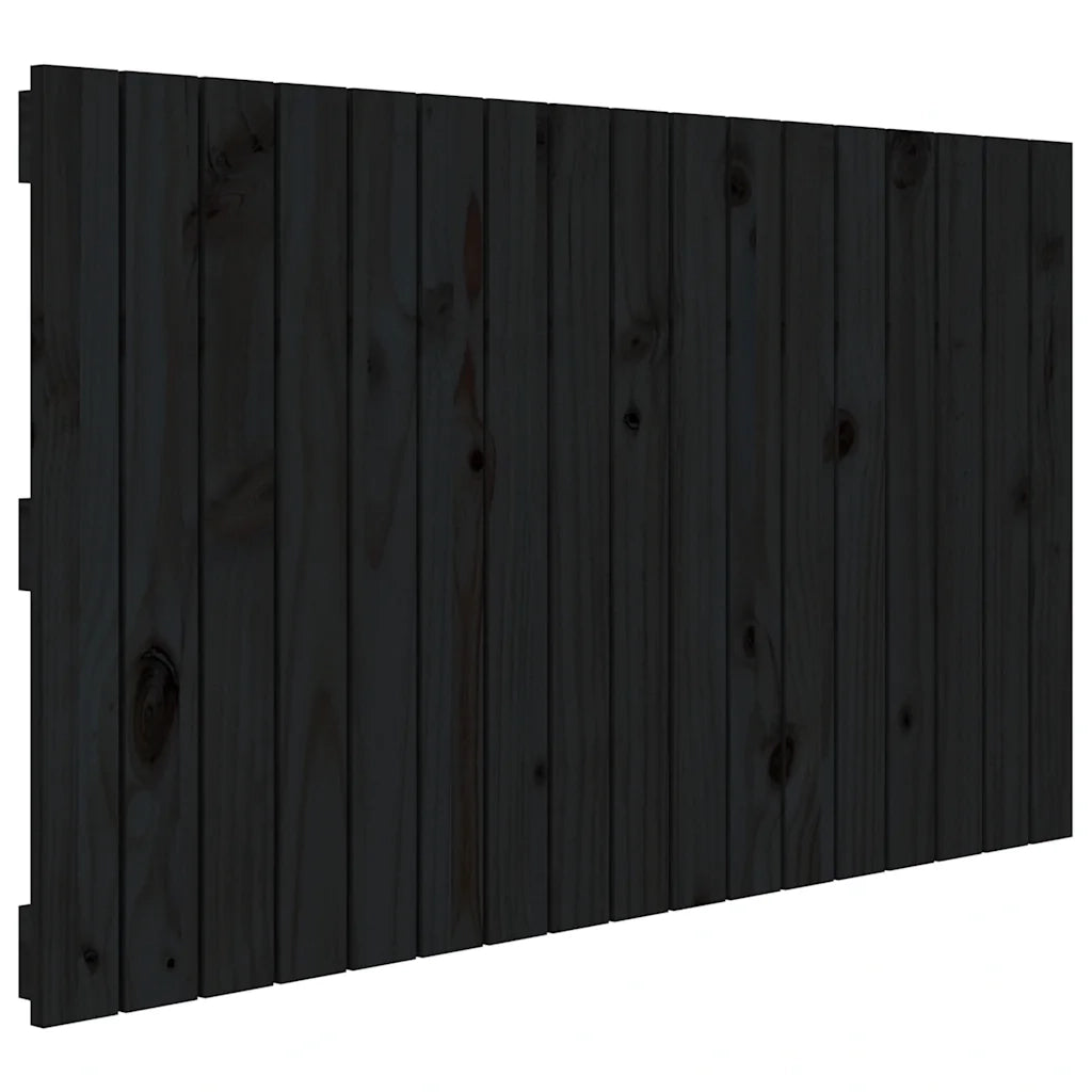 Testiera da Parete Nera 108x3x60 cm in Legno Massello di Pino