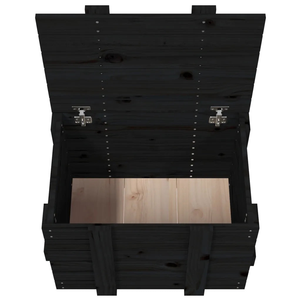 Contenitore Portaoggetti Nero 58x40,5x42 cm Legno Massello Pino 824997