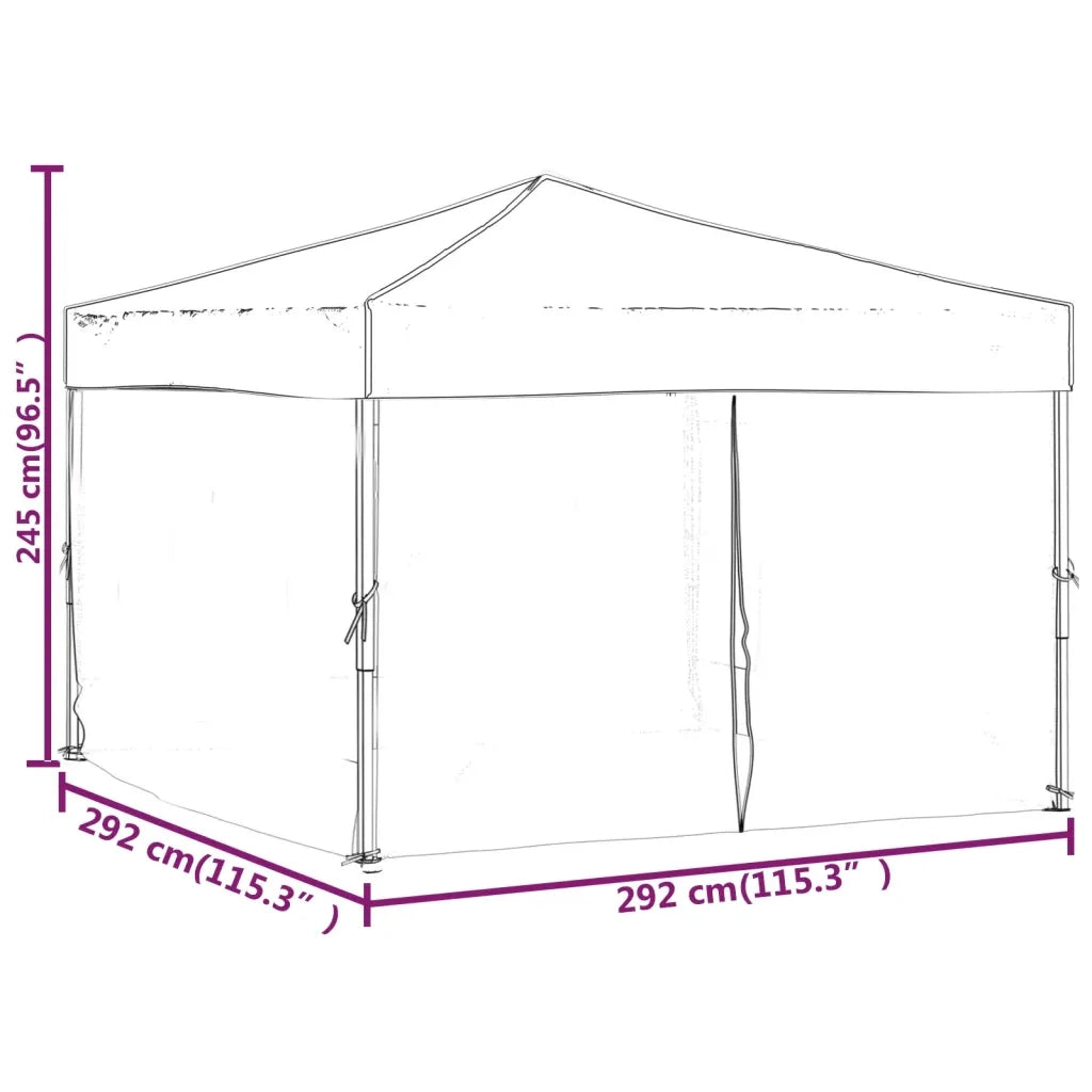 Tenda per Feste Pieghevole con Pareti Laterali Nero 3x3 m