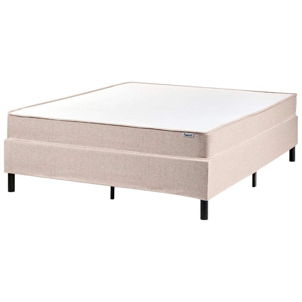 Letto matrimoniale con rete in tessuto 140 x 200 cm con materasso a molle insacchettate senza testiera camera da letto beige