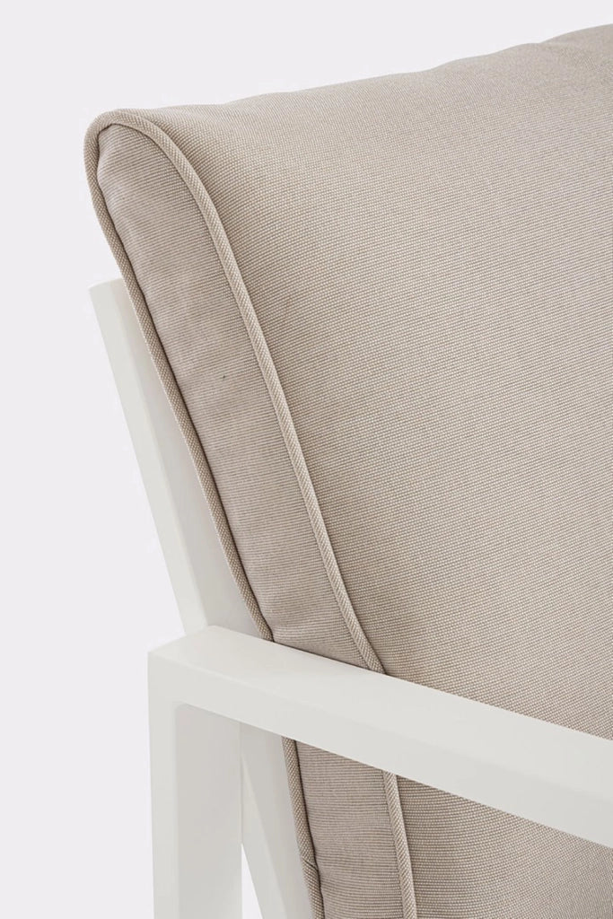 Set 4 Pezzi Salotto da Giardino con Divano 2 Poltrone e Tavolino in Alluminio e Spun Poly Hilde Bianco