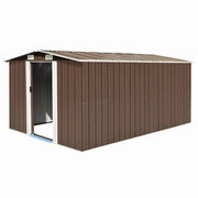 Casetta da giardino cabina ripostiglio casetta da esterno robusta casetta per attrezzi 257 x 392 x 181 cm metallo marrone 02_0022168