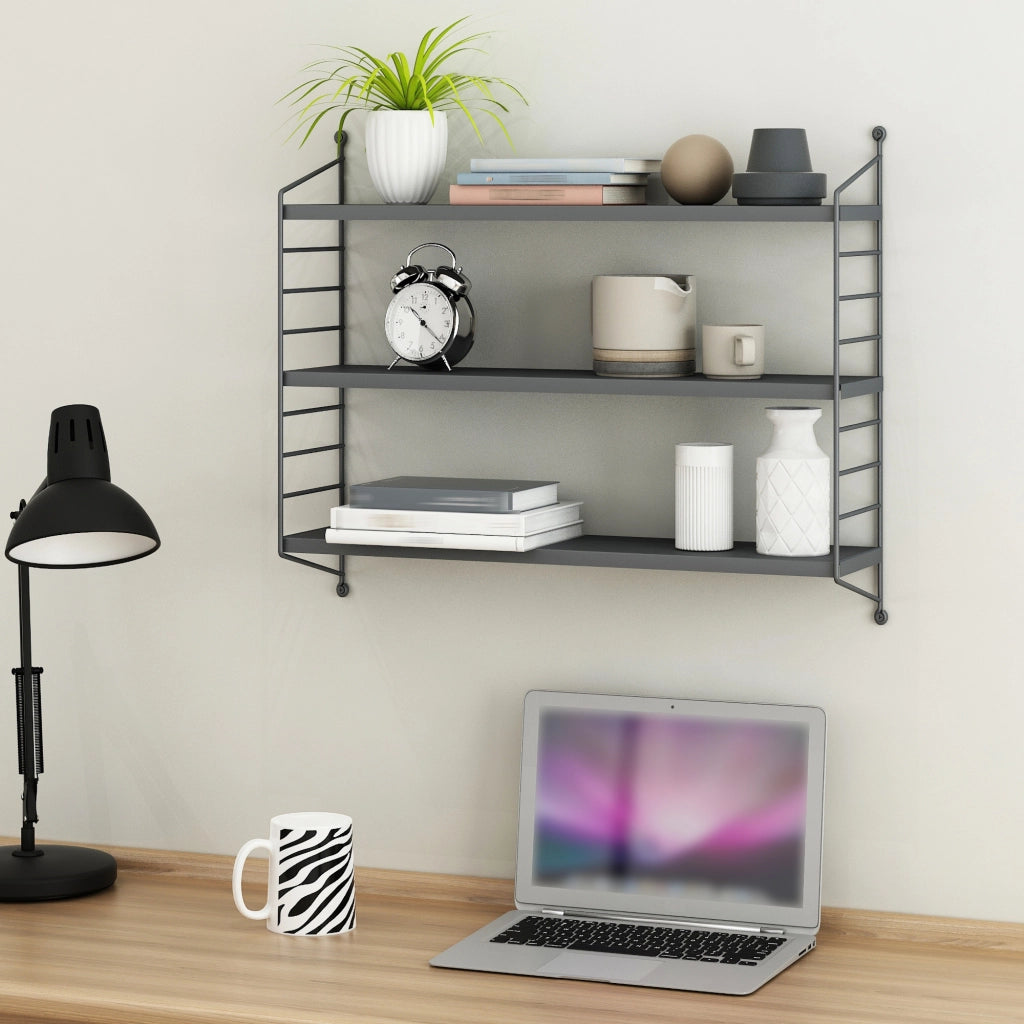 Set di 3 Scaffali da Parete Strängnäs a 3 Ripiani Regolabili  50 x 60 x 15 cm Acciaio Grigio scuro [en.casa]