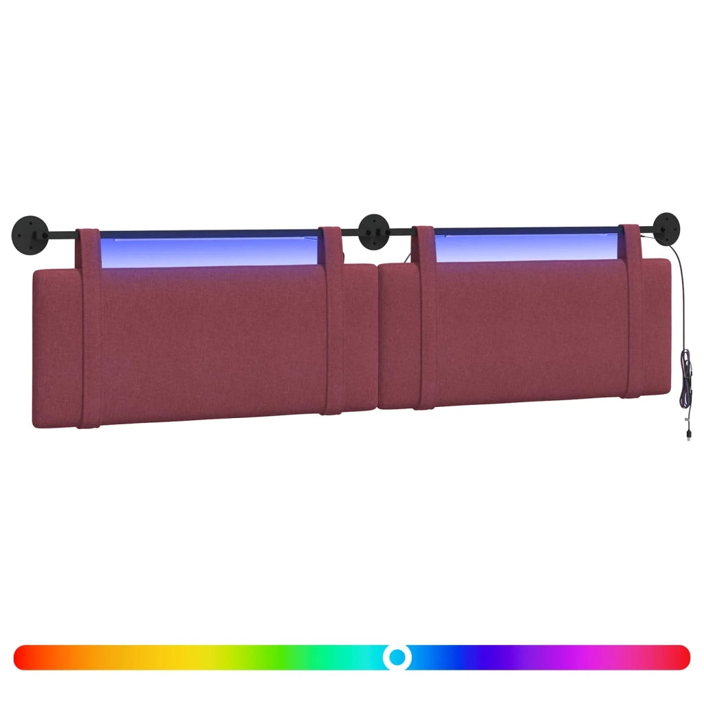 Testiera sospesa Con luce LED Rosso Vino Tessuto
