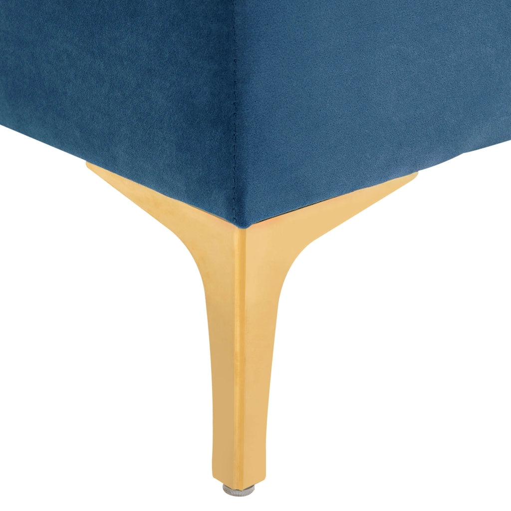 Panca imbottita con schienale ¨C zephmum ¨C velluto blu 118x45x42 cm