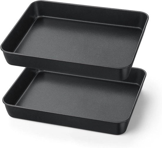 Set di 2 piastre da forno con superficie antiaderente - Facili da pulire - Adatto per forno - Dimensioni: 26,5 x 20,8 x 5 cm