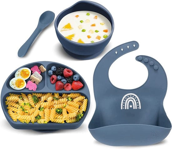 Piatti con compartimenti - Tavola per bambini con gommini e coperchi ad aggancio - Allenamento alimentare autonomo