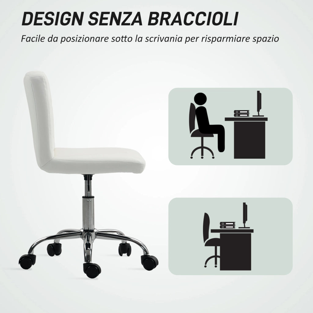 Sedia da Ufficio Regolabile ¨C Zephmum ¨C Pelle PU Bianco 44x50x78-88 cm