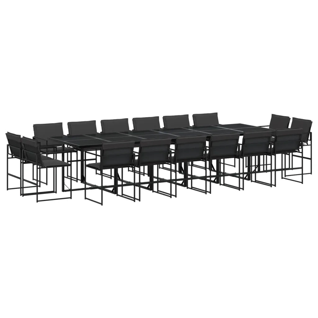 Set da Pranzo da Giardino 17 pz con Cuscini Nero in Textilene 3295082