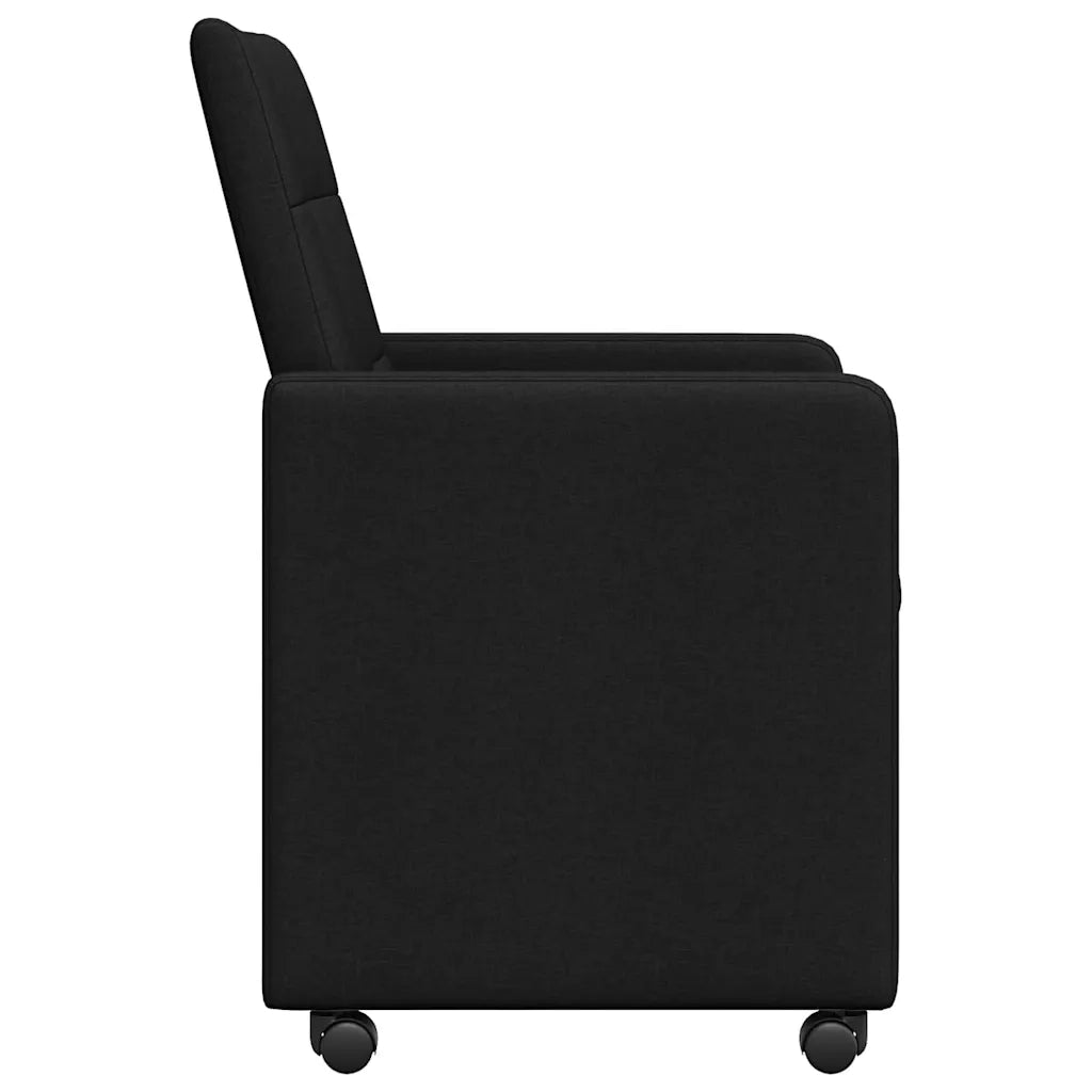 Sedie da Pranzo con Ruote 2 pcs Nero 58 x 65 x 94 cm Tessuto