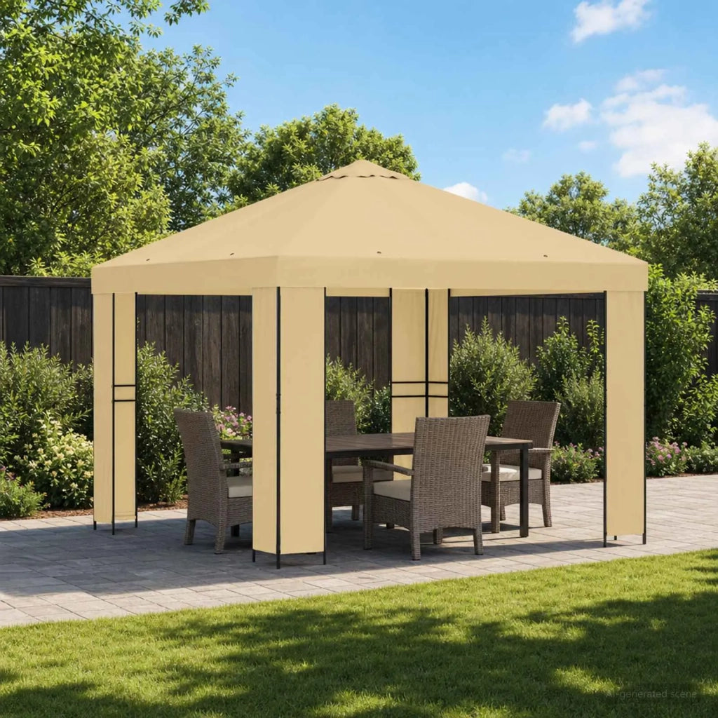 Gazebo | Pergolato 3 x 3 m Crema Poliestere e Acciaio 190 gsm