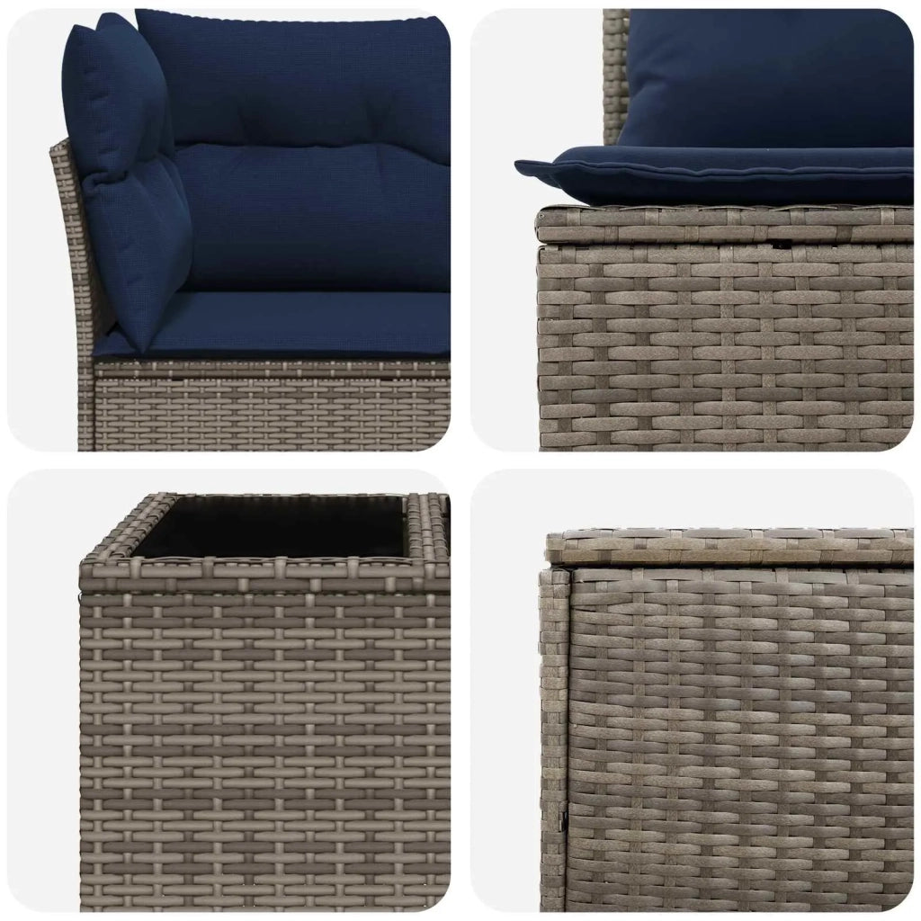 Set di divani 6 pz Grigio e Blu Navy Rattan sintetico e Acciaio 3447351
