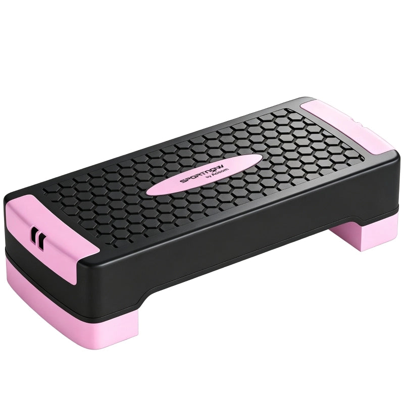 Stepper regolabile in altezza con fasce elastiche, tappetino antiscivolo, rosa