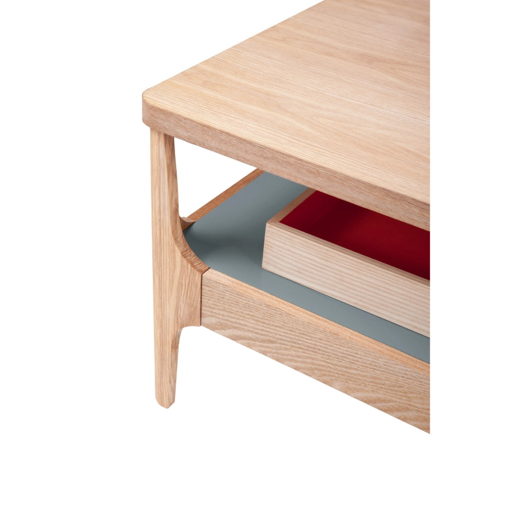 Tavolino da caffe' Addison I in frassino con ripiano grigio 120x60 cm