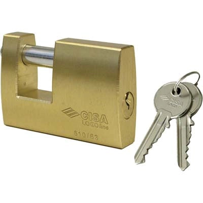 LUCCHETTO RETTAGOLARE 21610 LOGO  OTTONE SATINATO CHIAVI 2 MM 70
