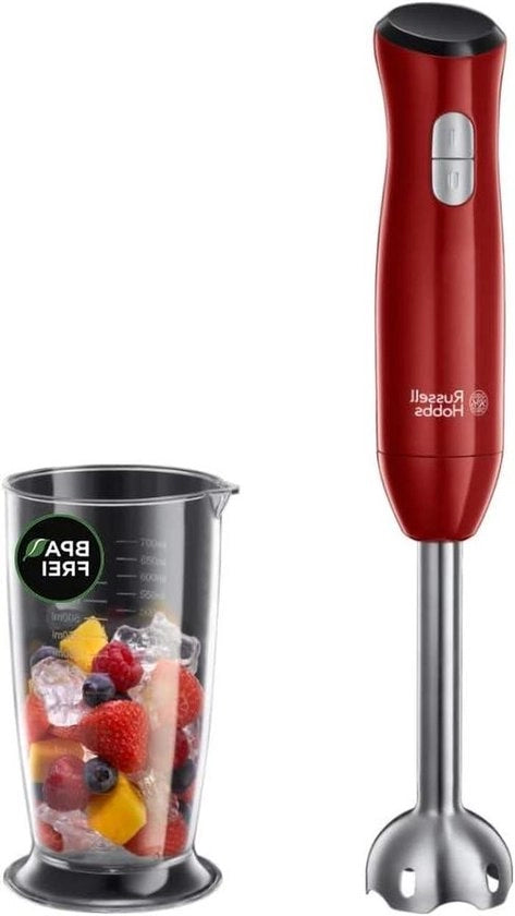 Mixatore a stantuffo 2 velocità resistente all'acqua da lavastoviglie 700 ml frullatore tritacarne blender smoothie salse yogurt alimenti per bambini rosso-nero