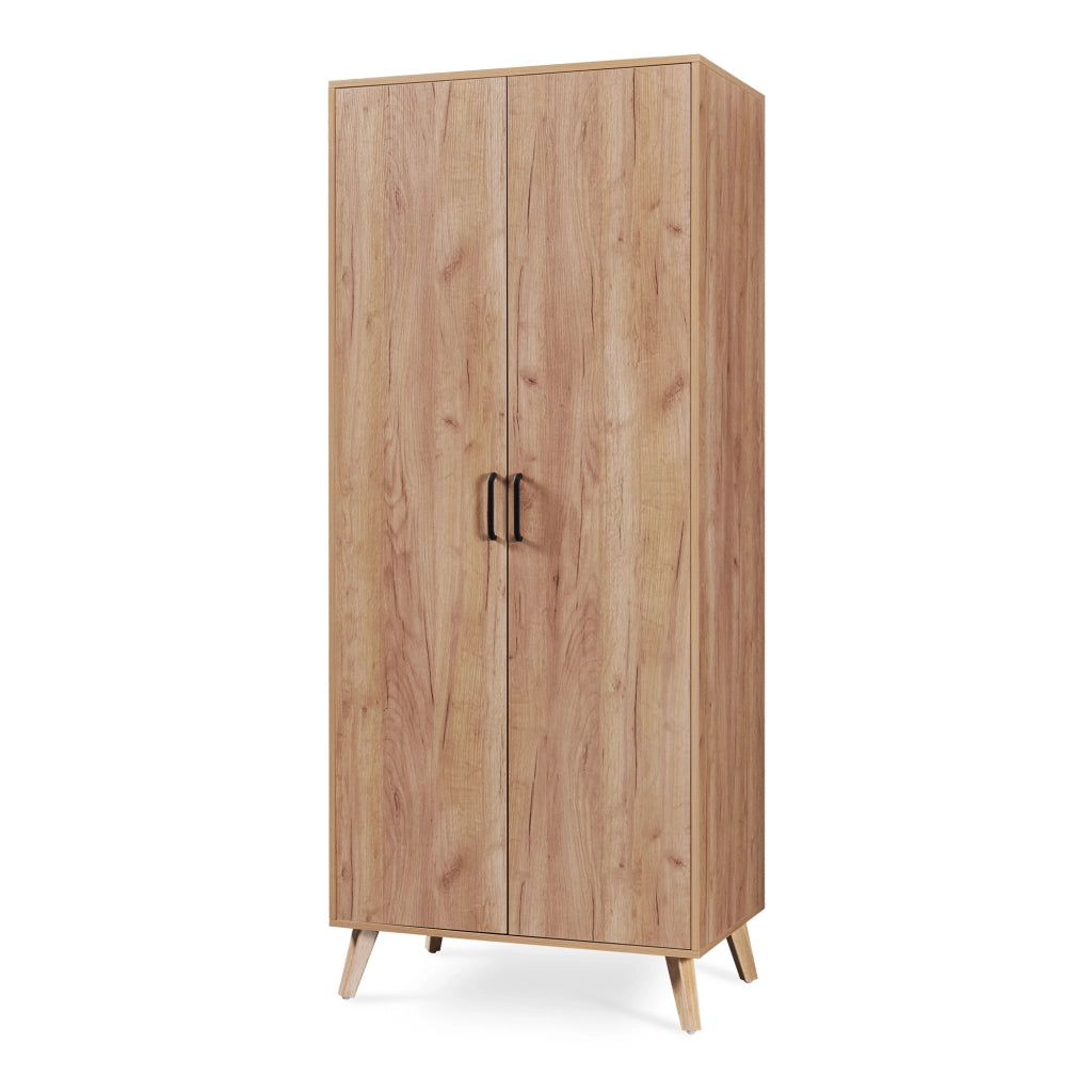 Armadio Guardaroba Norg con 2 Ante e 4 Scomparti 191x80x52 cm - Effetto Rovere [en.casa]