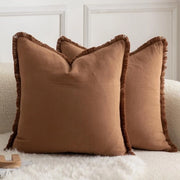 Set di 2 cuscini in cotone neutro con piumini 45 x 45 cm cuscini decorativi cuscini da divano per divano, sofa, camera da letto, salotto, arredo da soggiorno in stile boho