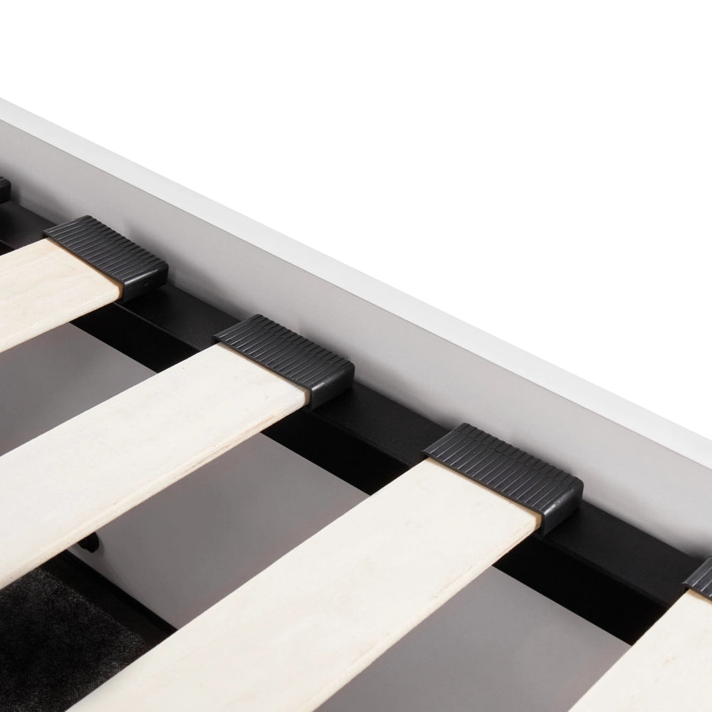 Letto singolo contenitore in legno bianco con doghe in legno 90 x 200 cm cameretta camera degli ospiti