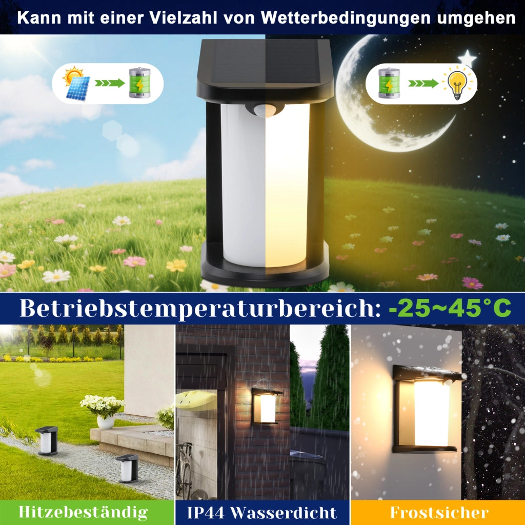ZMH Lampada da Parete Solare Esterna con Sensore di Movimento per Giardino 2 Modalità 3000K Luce Calda LED