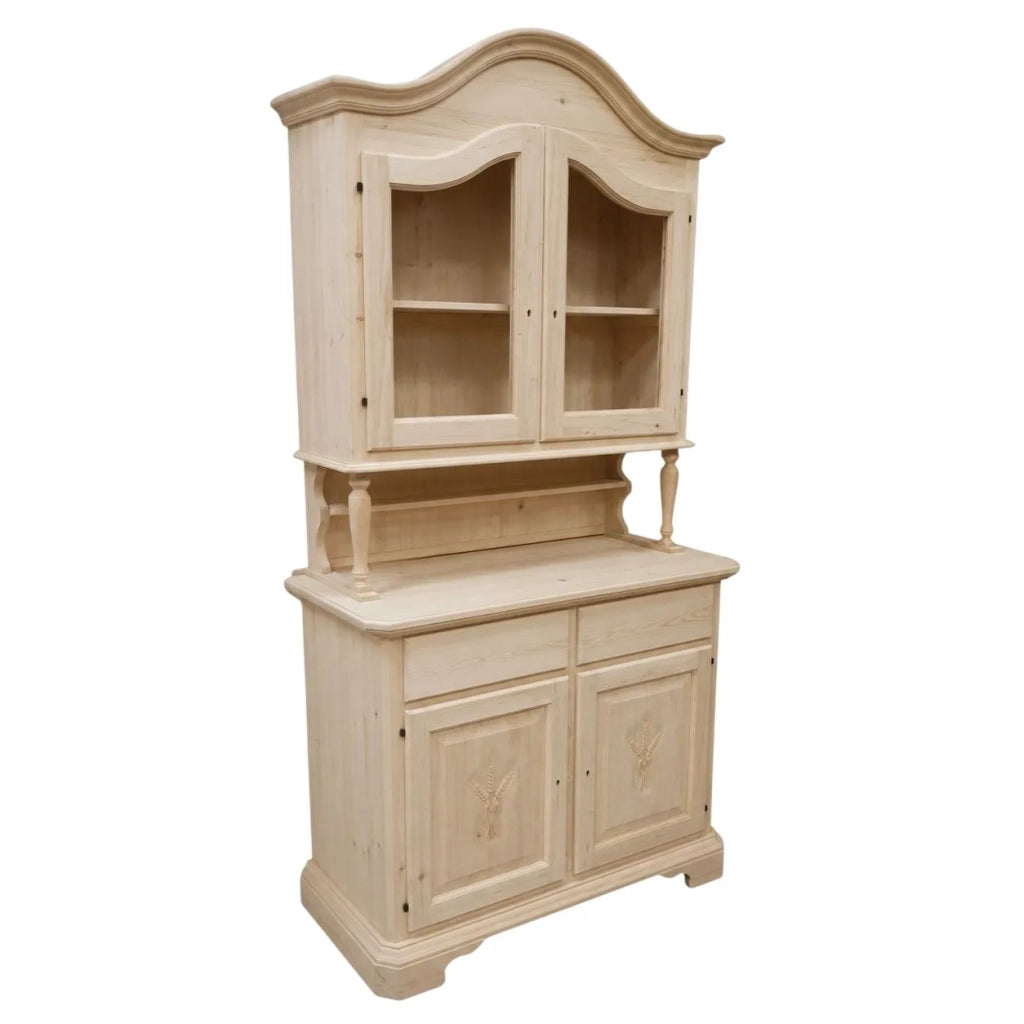 Cristalliera classica in legno 2 ante cappello sagomato grezzo l.114 p.49 h.215 (2139+2140) - Mobili 2G