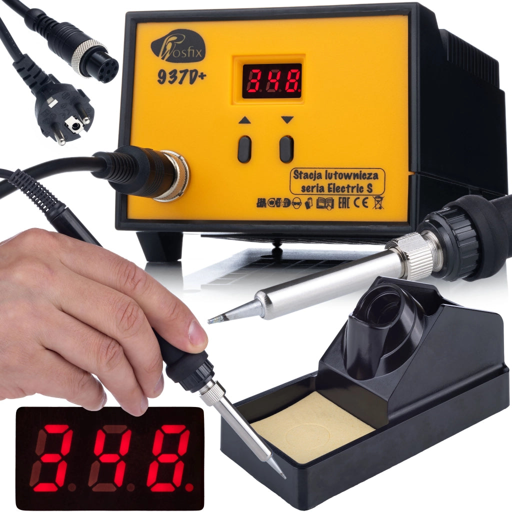Stazione Saldante 937D+ con Display LCD – 60W, 200-480°C | Griglia Ceramica, ESD Safe, Grotte 900M