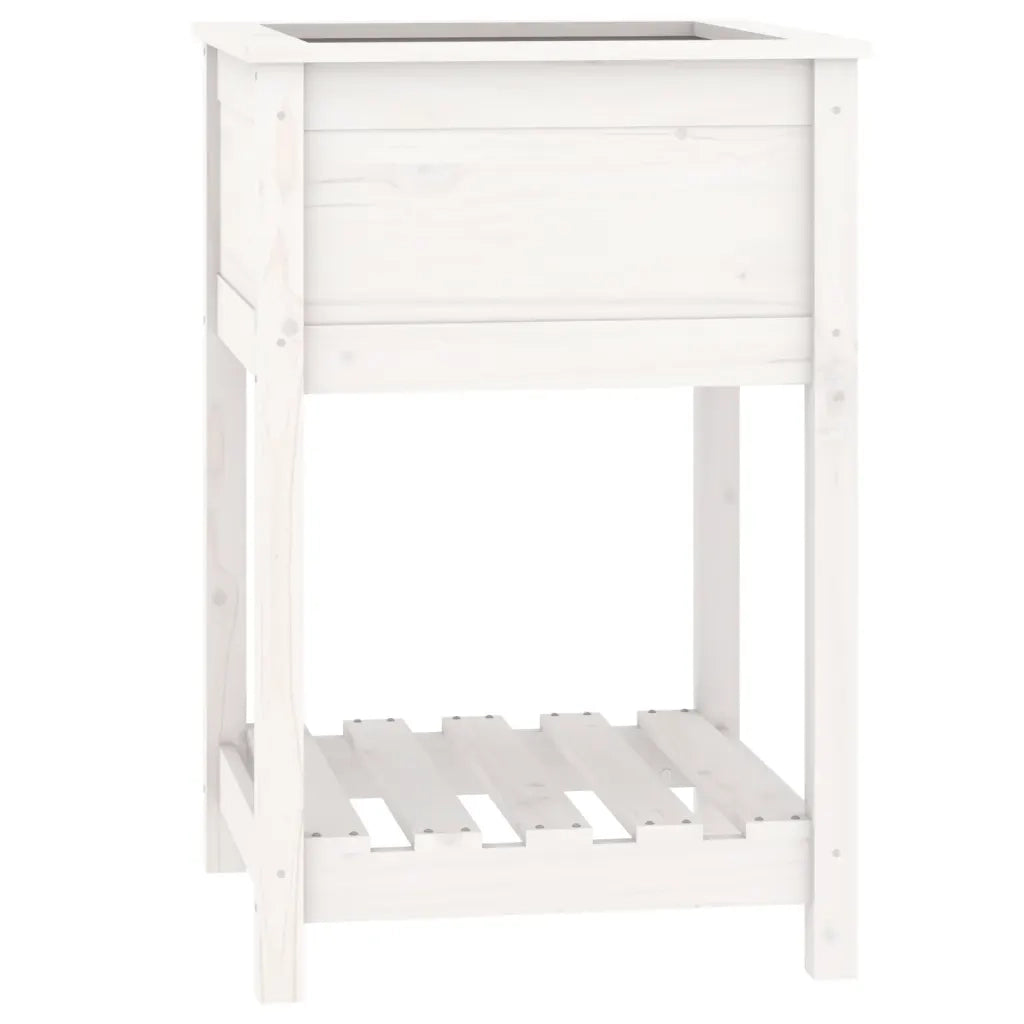 Fioriera con Mensola Bianca 54x54x81 cm Legno Massello di Pino 823774